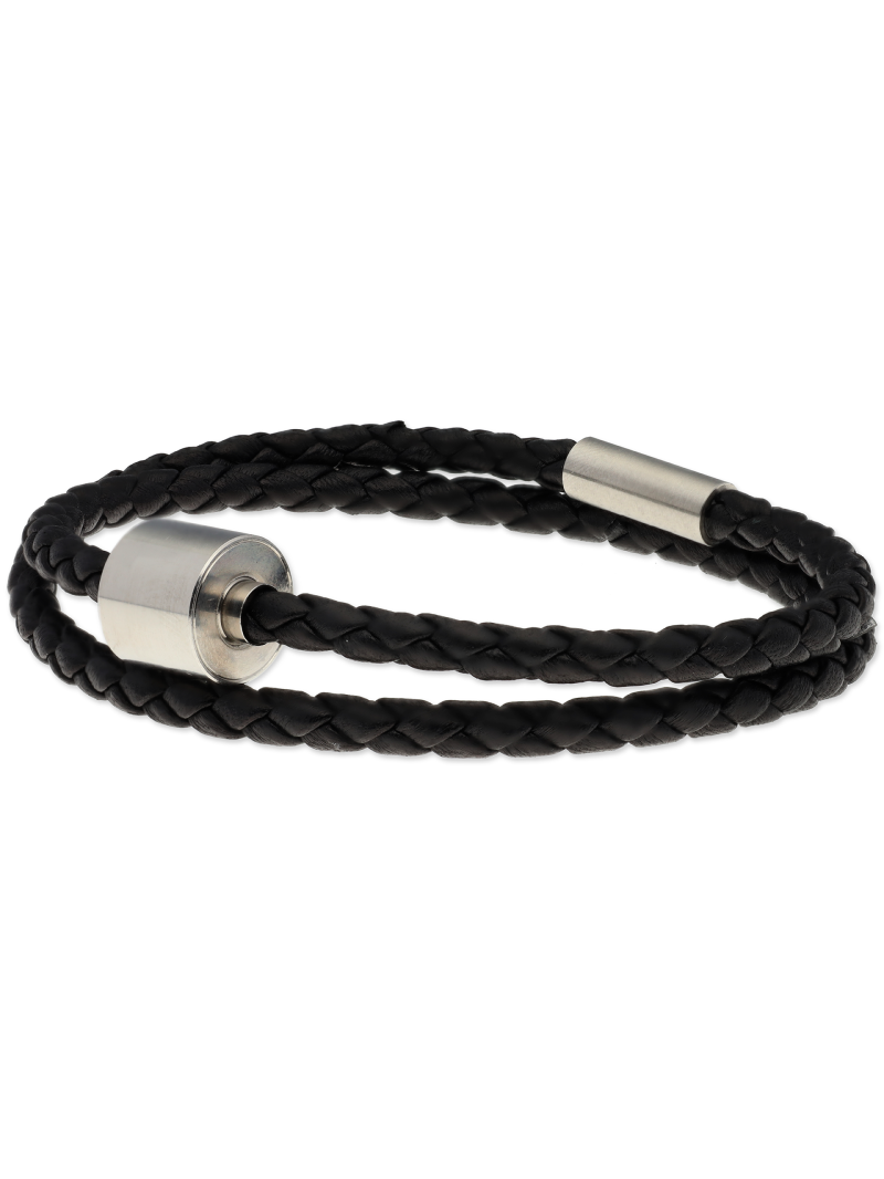 Gevlochten leder zwart