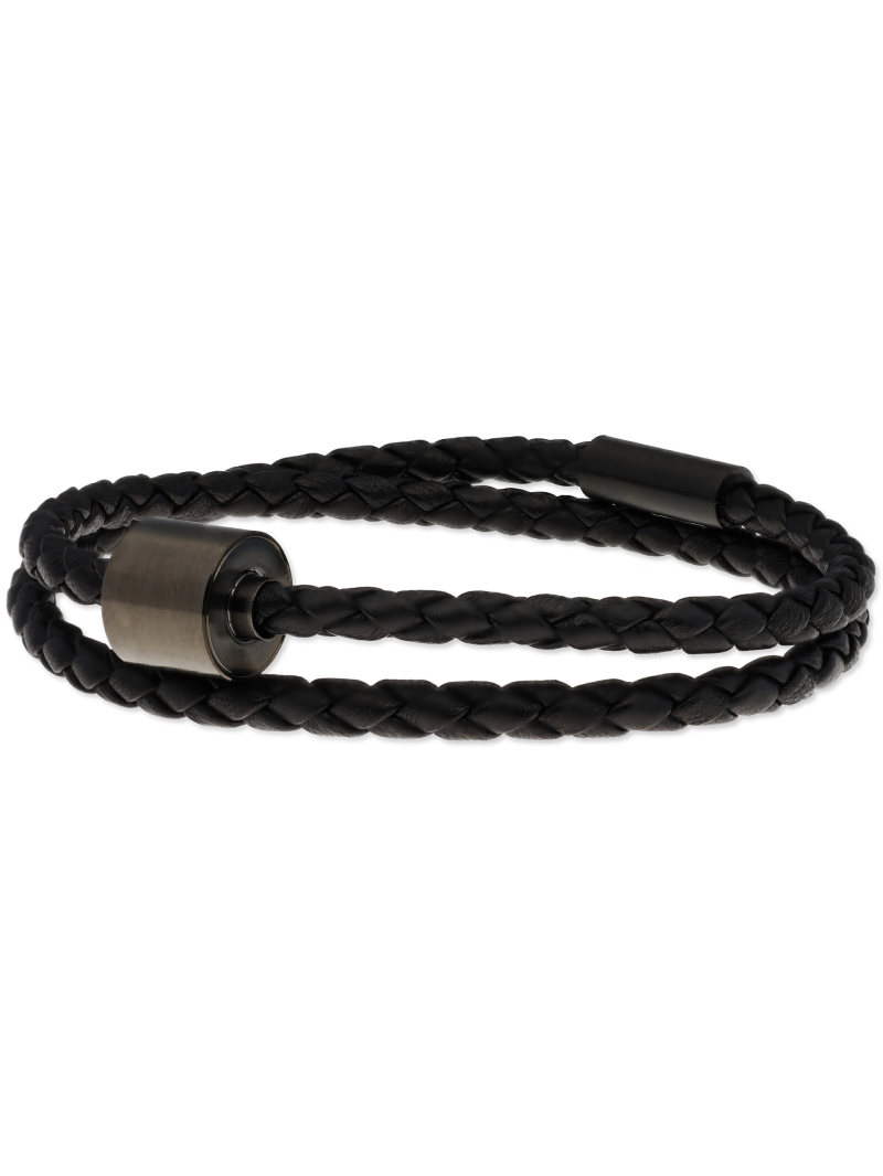 Gevlochten leder zwart