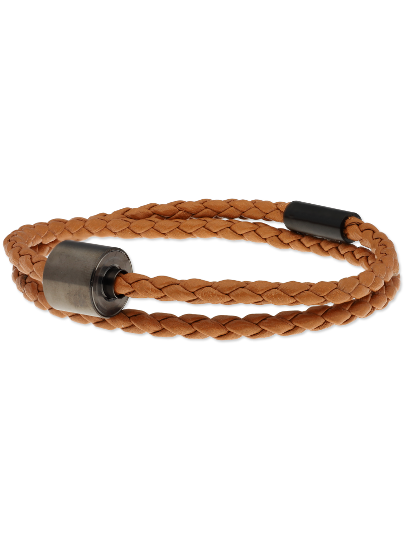 Gevlochten leder cognac