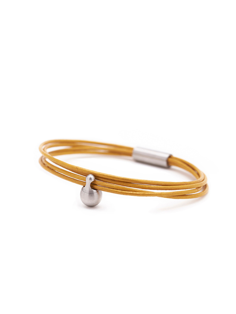 Fijn leder Geel staal