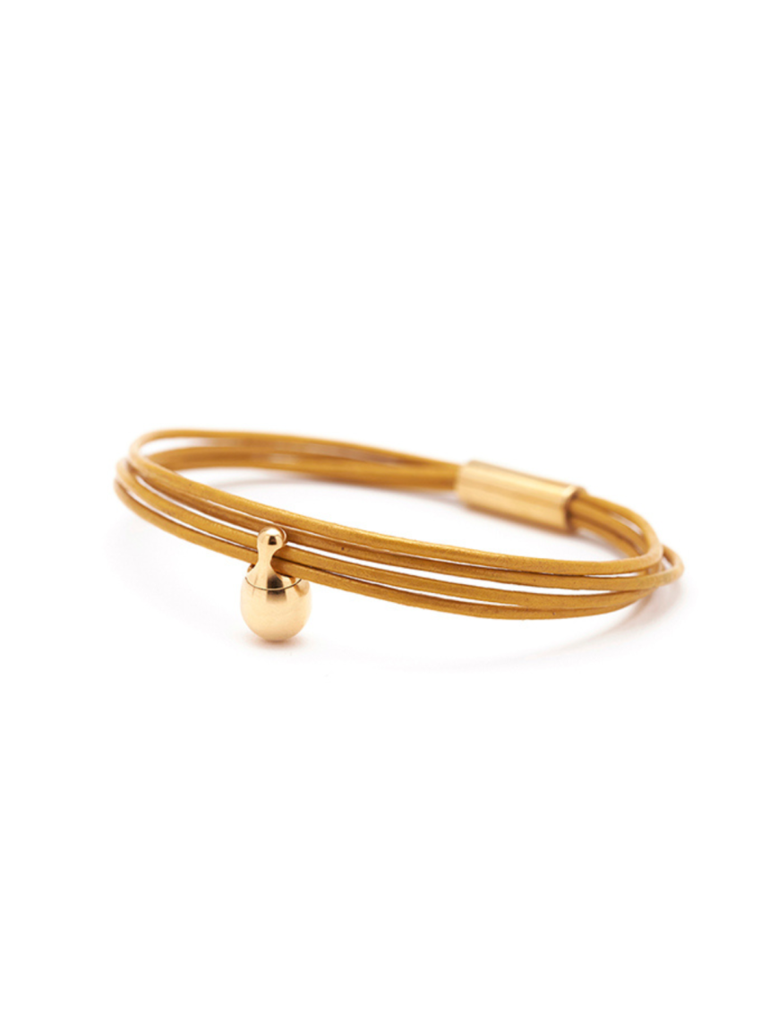 Fijn leder Geel verguld