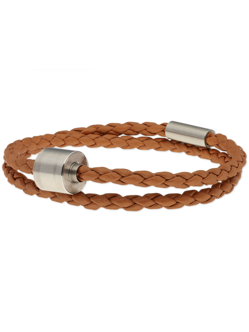 Gevlochten leder cognac