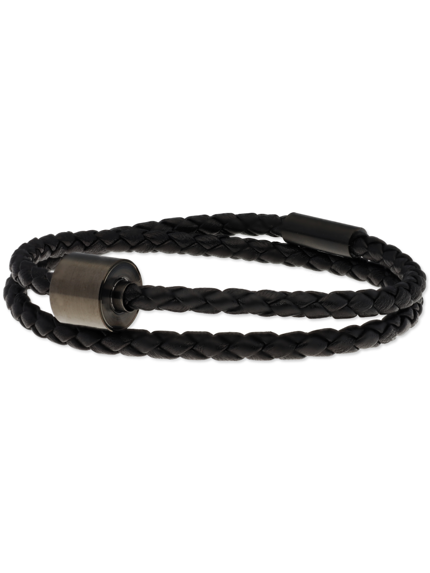 Gevlochten leder zwart