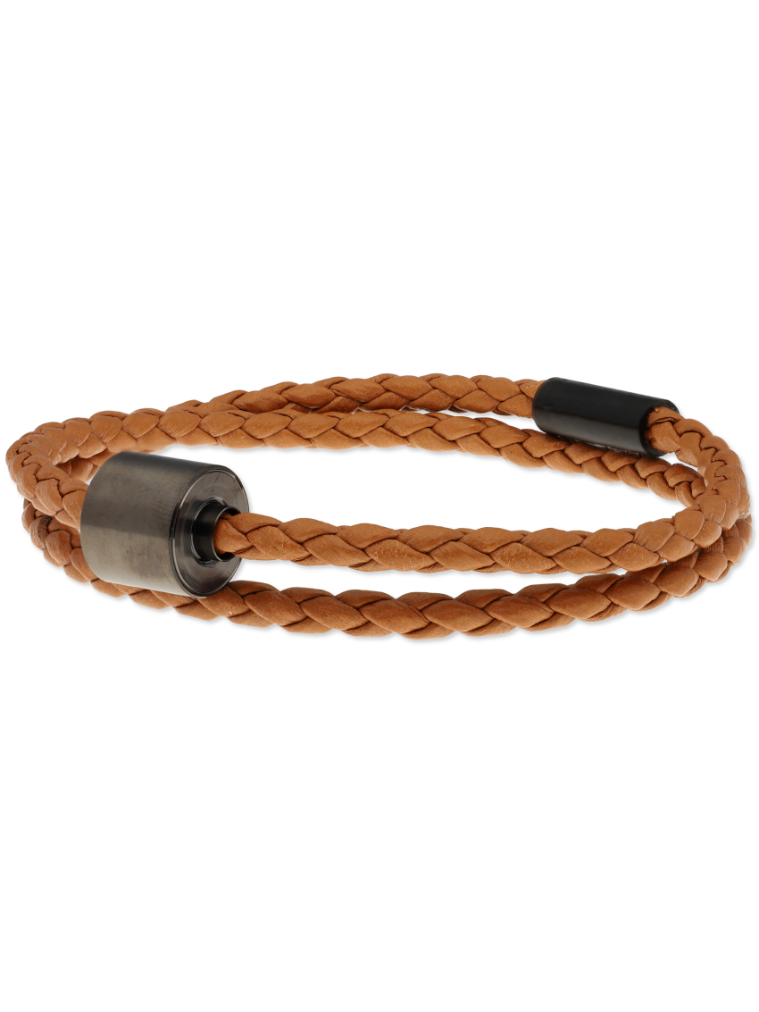 Gevlochten leder cognac