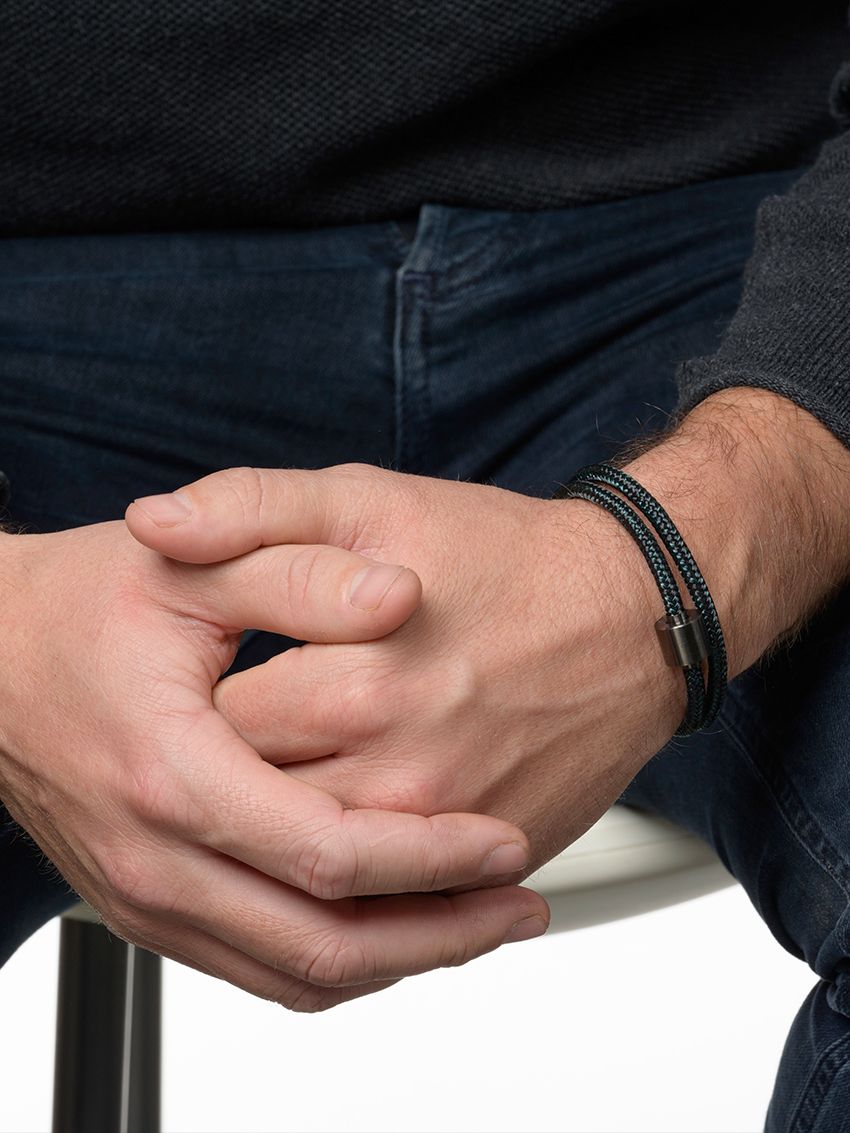 Koord zwart & petrol