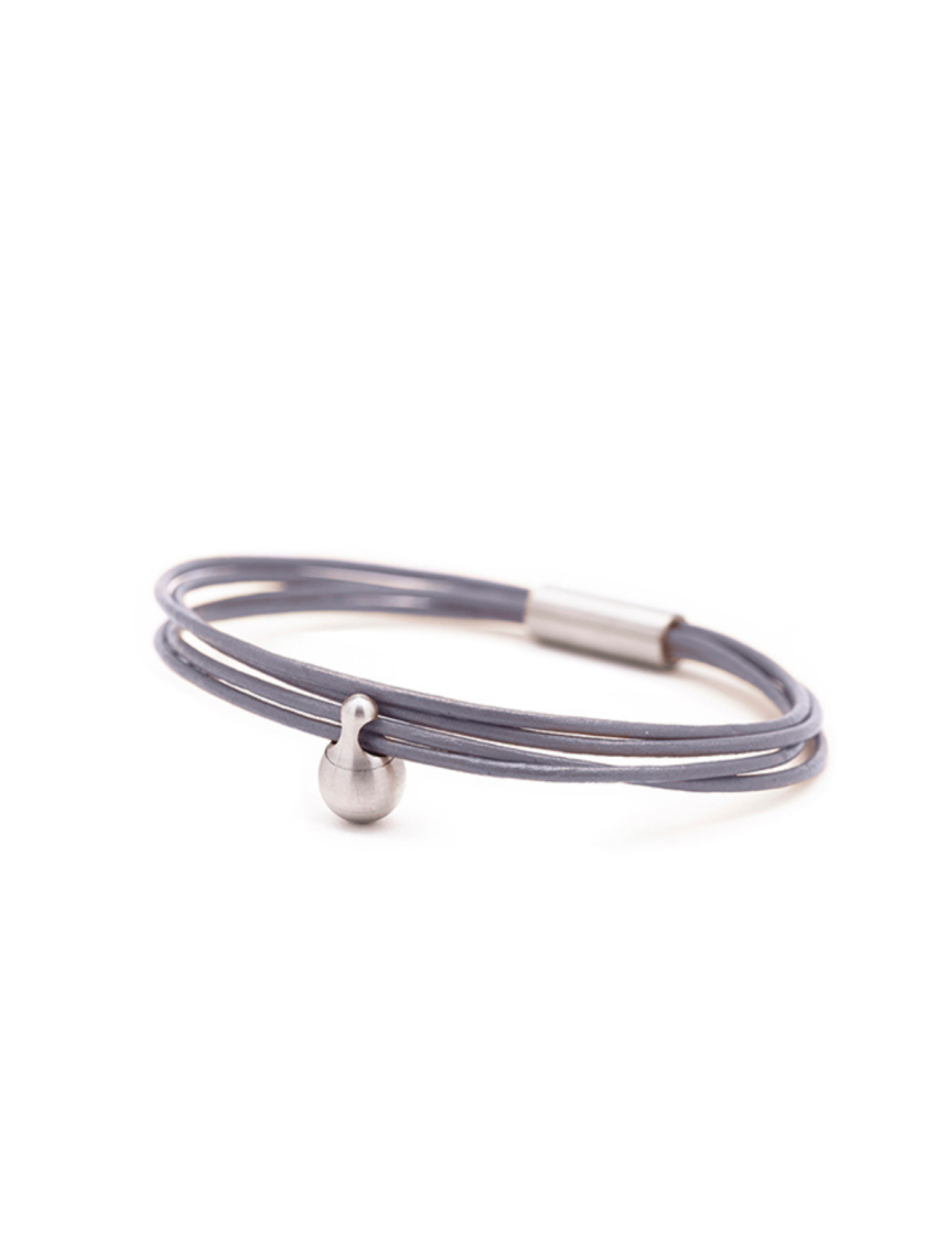 Fijn leder Grijs staal