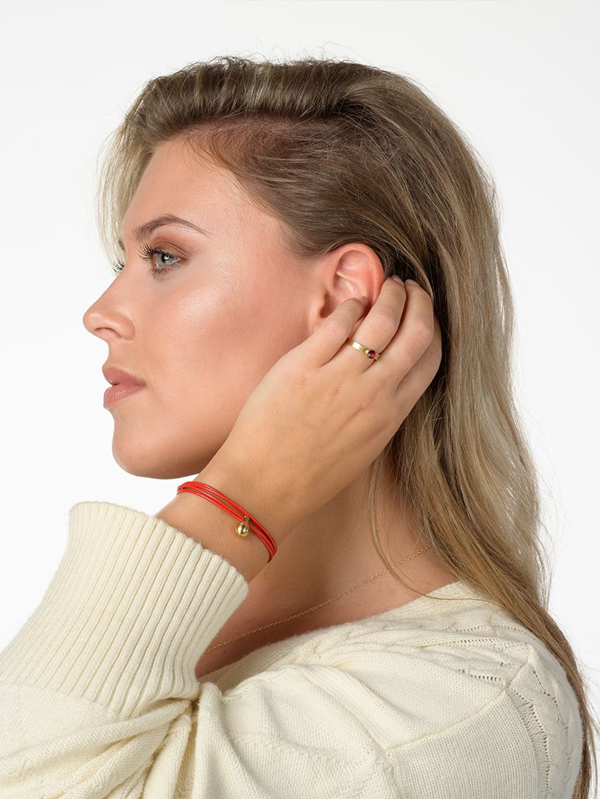 Fijn leder Rood verguld