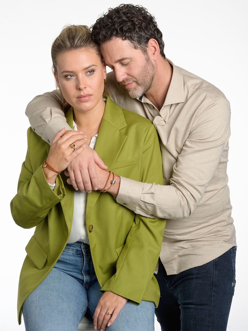 Fijn leder Cognac verguld