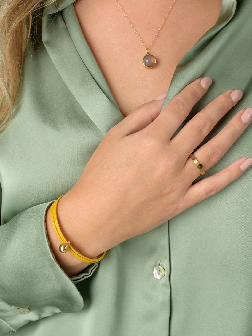 Fijn leder Geel verguld