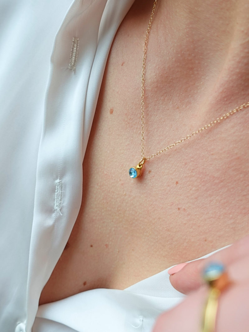 Maart aquamarijn verguld