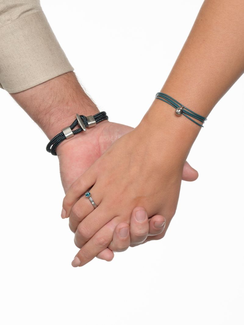 Fijn leder Petrol staal