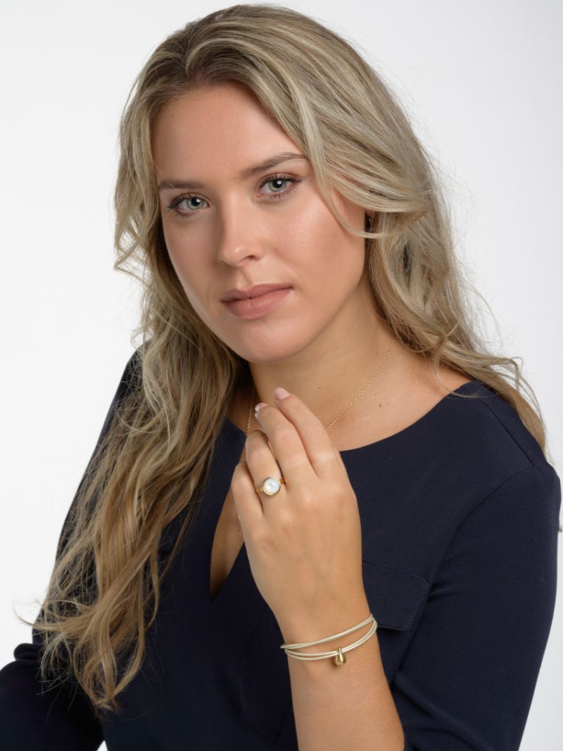 Fijn leder Parel verguld