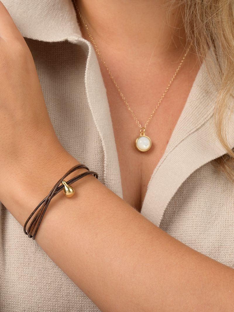 Fijn leder Brons verguld