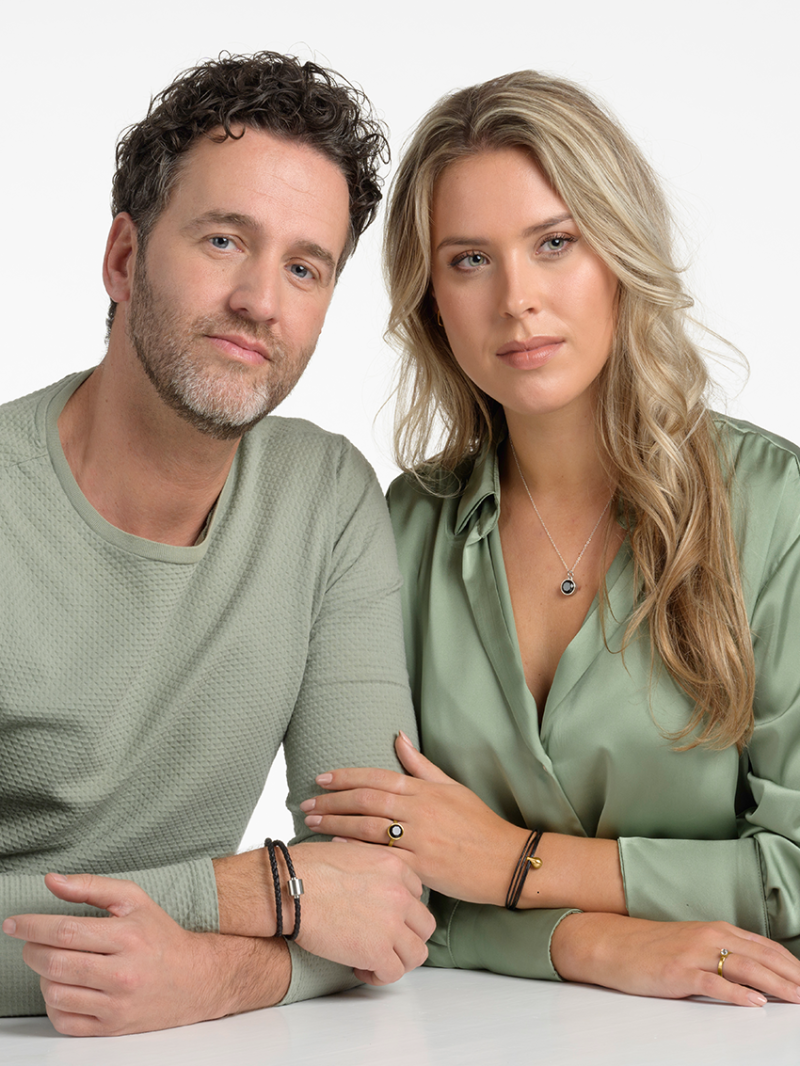 Fijn leder Zwart verguld