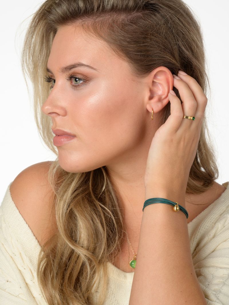 Fijn leder Petrol verguld